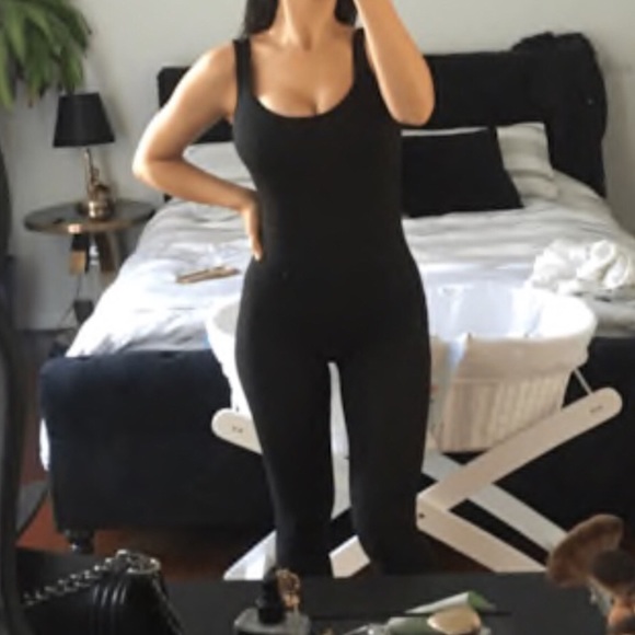 Pants - Basic tank scoop neck black jumpsuit
